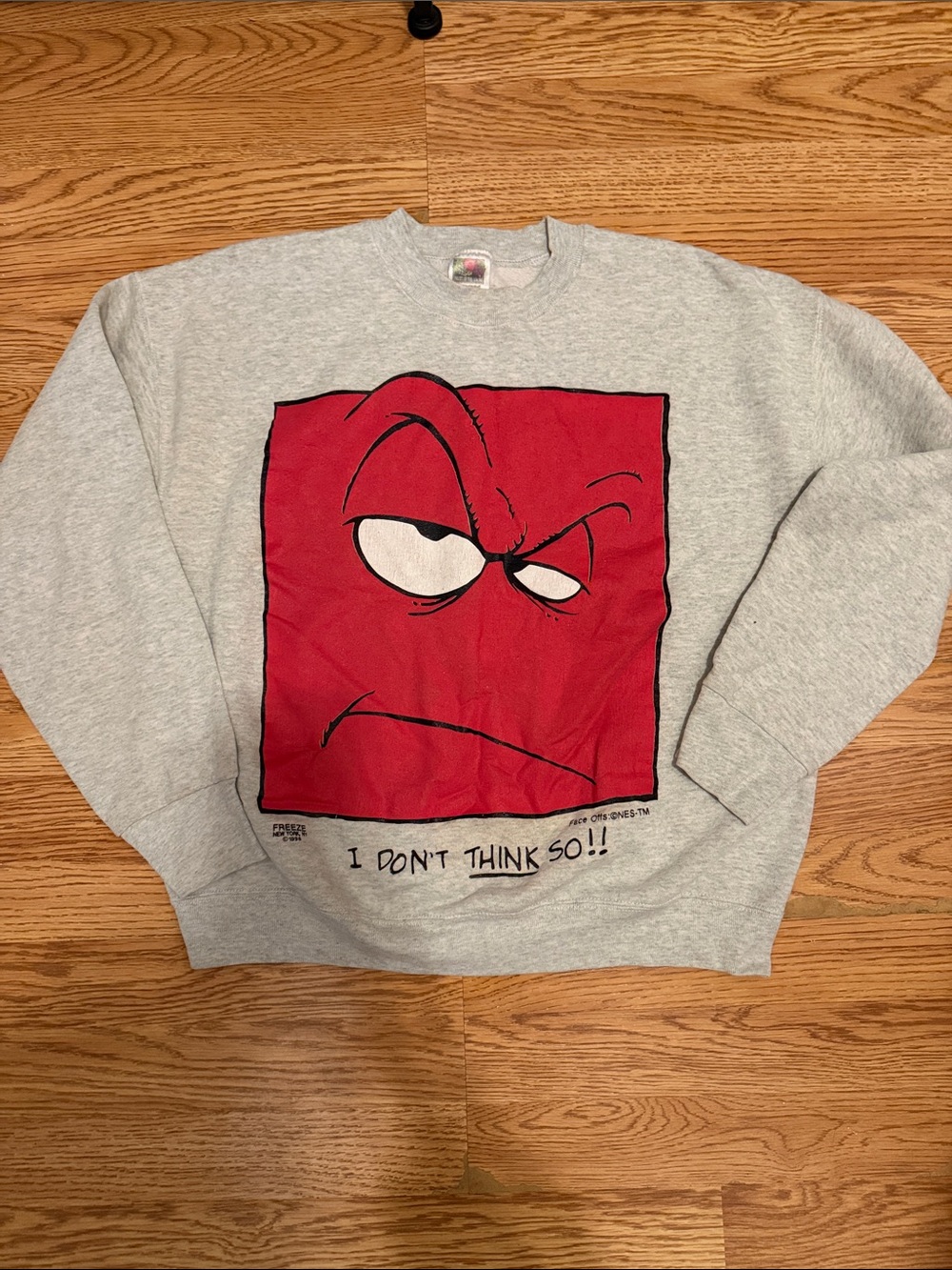 Vintage 1996 Fruit of the Loom Gray Crewneck Sweatshirt with Red Graphic Face L
